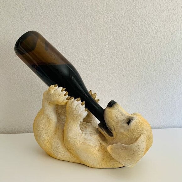 Playful Puppy Yellow Lab Wine Bottle Holder - Picture 1 of 7